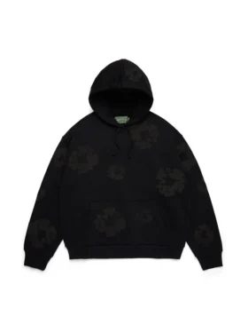 Cotton Wreath Hoodie, nera
