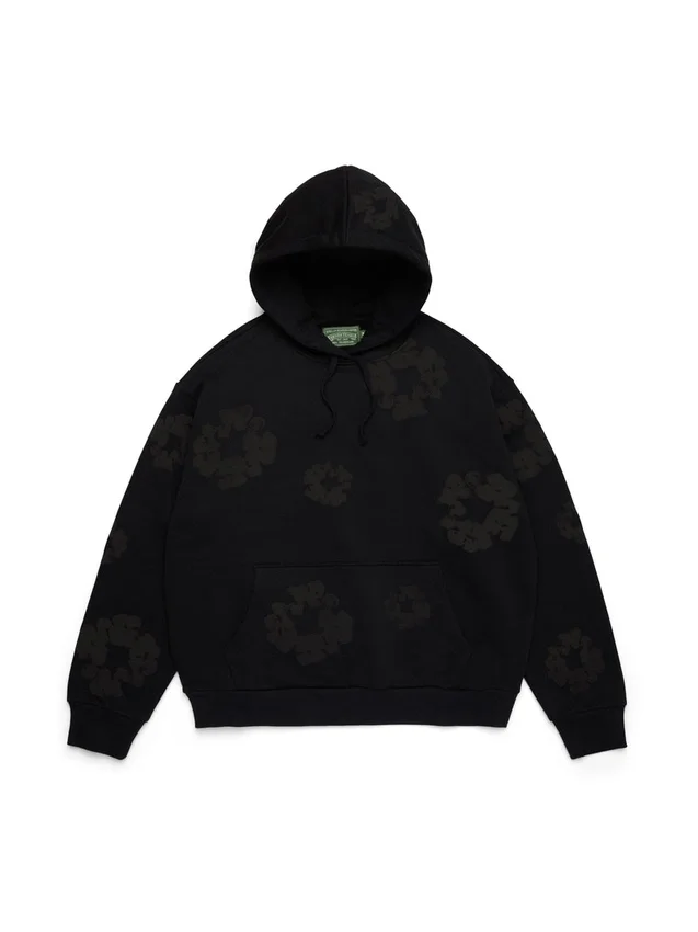 Cotton Wreath Hoodie, nera