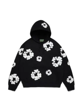 Cotton Wreath Hoodie nera
