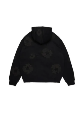 Cotton Wreath Hoodie, nera