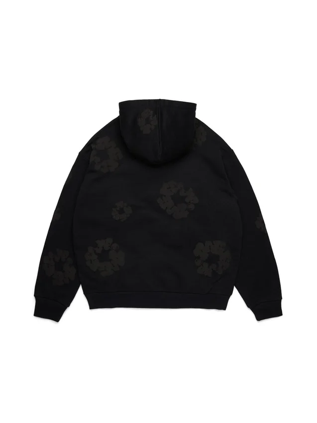 Cotton Wreath Hoodie, nera