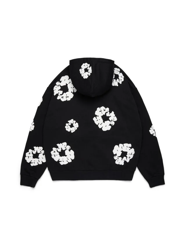 Cotton Wreath Hoodie nera