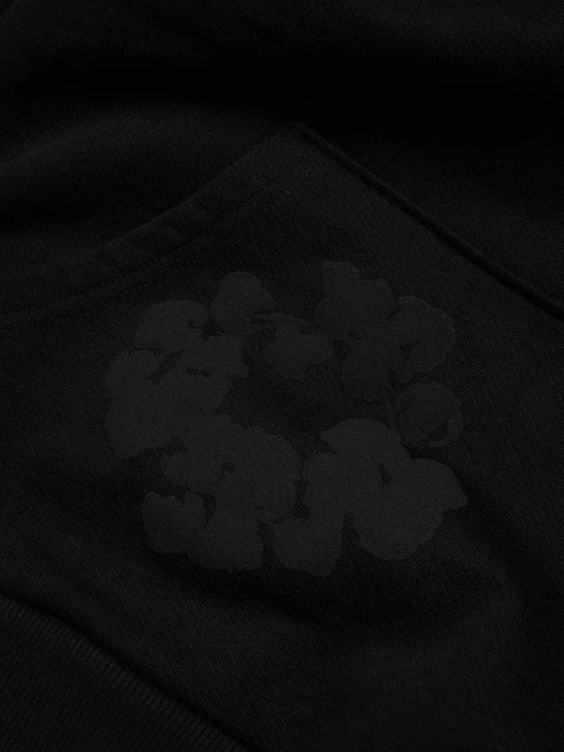 Cotton Wreath Hoodie, nera