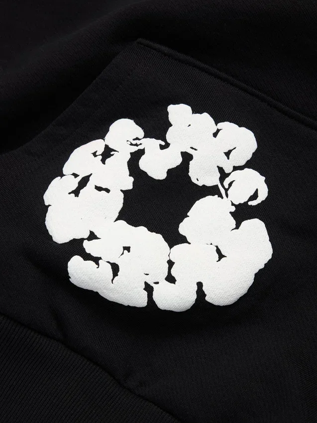 Cotton Wreath Hoodie nera