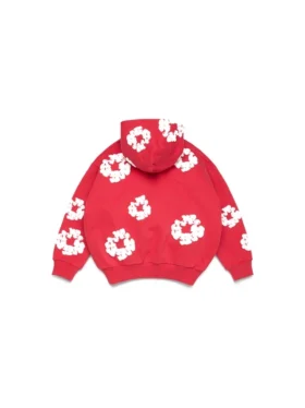 Cotton Wreath Hoodie per bambini con ghirlande in cotone, rossa