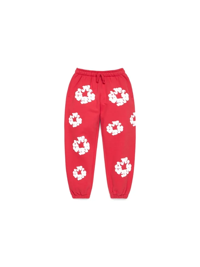 Cotton Wreath Sweatpant da bambino in cotone con motivo a ghirlanda, rossi