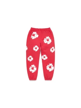 Cotton Wreath Sweatpant da bambino in cotone con motivo a ghirlanda, rossi