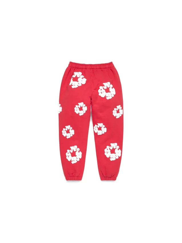 Cotton Wreath Sweatpant da bambino in cotone con motivo a ghirlanda, rossi