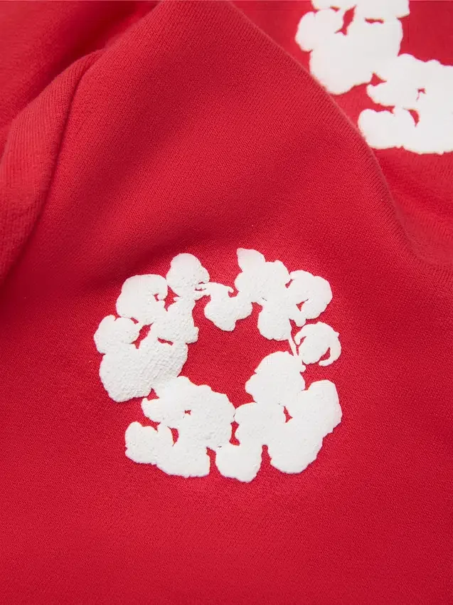 Cotton Wreath Sweatpant da bambino in cotone con motivo a ghirlanda, rossi
