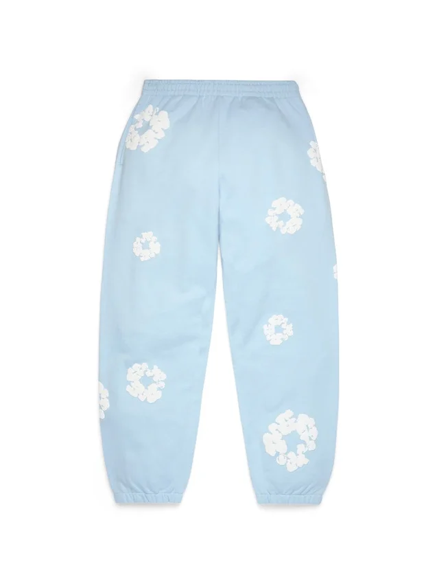 Cotton Wreath Sweatpant in cotone, blu polvere