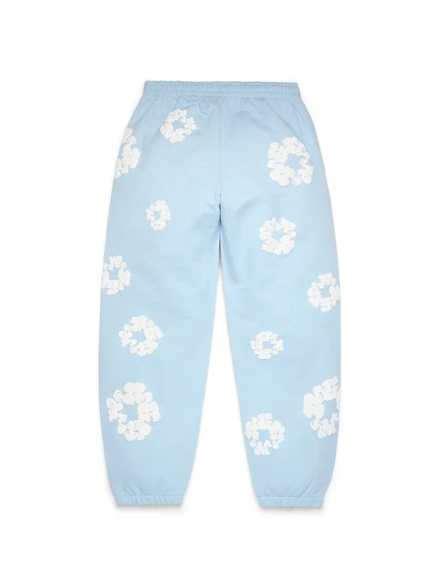 Cotton Wreath Sweatpant in cotone, blu polvere