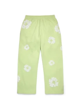 Cotton Wreath Sweatpant larghi con ghirlanda in cotone, colore menta