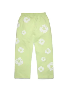 Cotton Wreath Sweatpant larghi con ghirlanda in cotone, colore menta