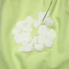 Cotton Wreath Sweatpant larghi con ghirlanda in cotone, colore menta