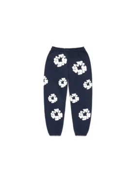 Cotton Wreath Sweatpant per bambini blu navy