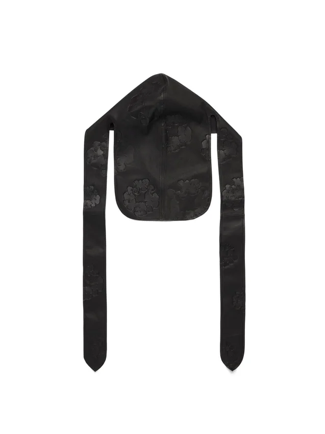 Durag in pelle con Cotton Wreath in cotone, nero