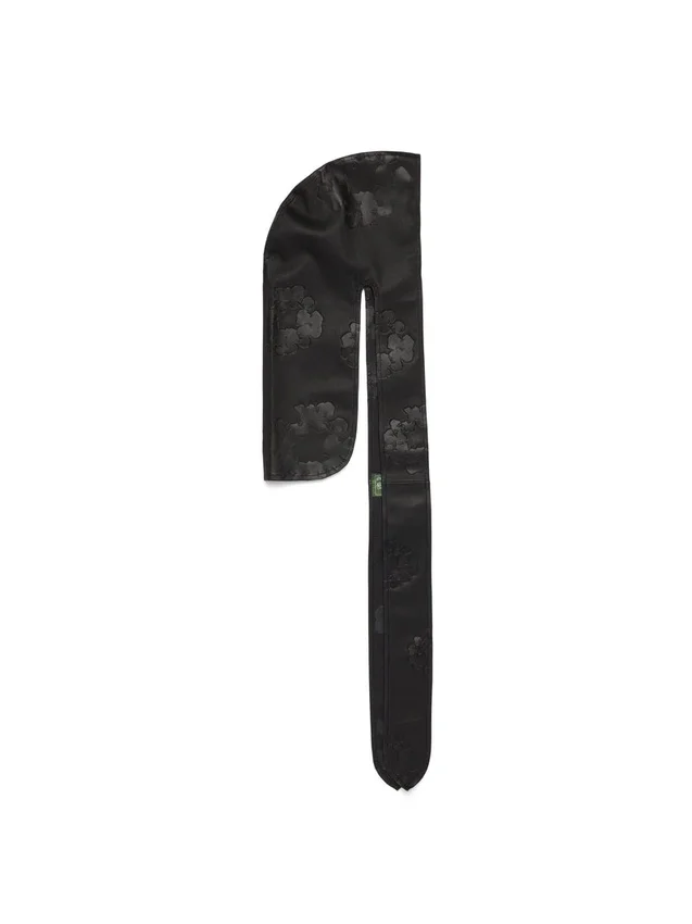 Durag in pelle con Cotton Wreath in cotone, nero
