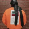 Durag in pelle con Cotton Wreath in cotone, nero
