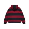 Felpa con cappuccio a strisce e stemma, con zip, rossa/blu navy