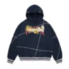 Felpa con cappuccio DT Virginia con cuciture overlock blu navy