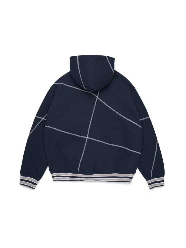 Felpa con cappuccio DT Virginia con cuciture overlock blu navy
