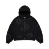 Felpa con cappuccio e cardigan in cotone con motivo "Cotton Wreath", nero