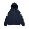 Felpa con cappuccio e cerniera con toppe in ciniglia DT, blu