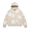 Felpa con cappuccio e cerniera “Cotton Wreath” color crema