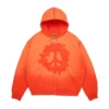 Felpa con cappuccio e zip a forma di corona di pace arancione