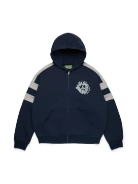 Felpa con cappuccio e zip a pannelli Denim U blu navy