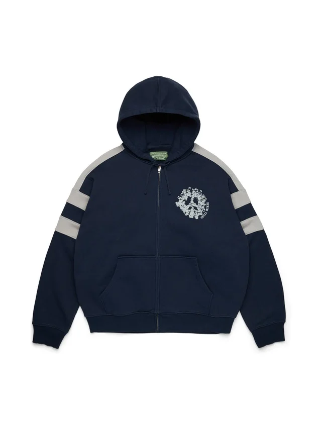 Felpa con cappuccio e zip a pannelli Denim U blu navy