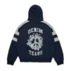 Felpa con cappuccio e zip a pannelli Denim U blu navy