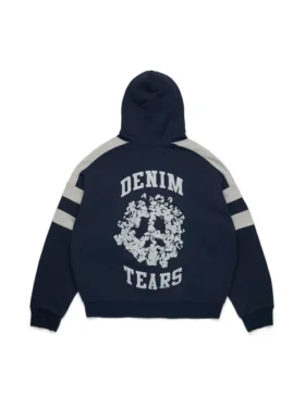 Felpa con cappuccio e zip a pannelli Denim U blu navy