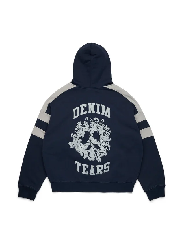 Felpa con cappuccio e zip a pannelli Denim U blu navy