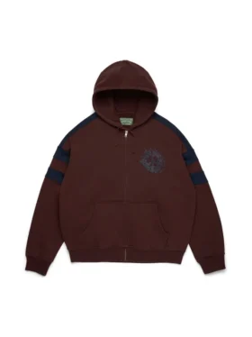 Felpa con cappuccio e zip a pannelli Denim U, marrone