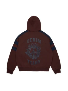 Felpa con cappuccio e zip a pannelli Denim U, marrone