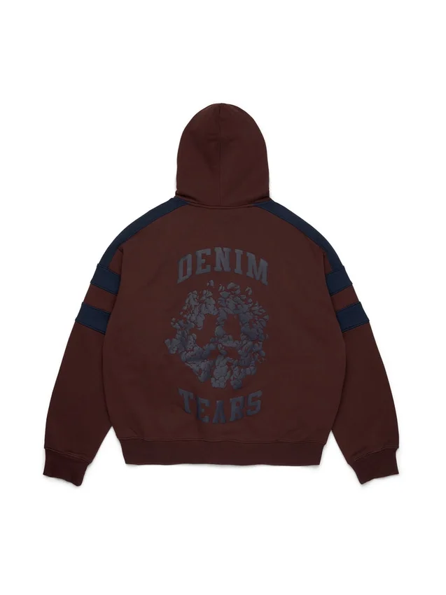 Felpa con cappuccio e zip a pannelli Denim U, marrone