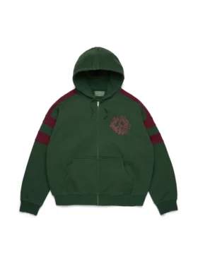 Felpa con cappuccio e zip a pannelli Denim U verde