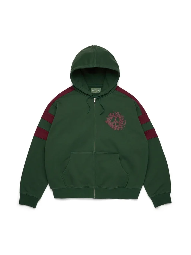 Felpa con cappuccio e zip a pannelli Denim U verde