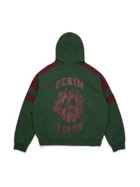 Felpa con cappuccio e zip a pannelli Denim U verde