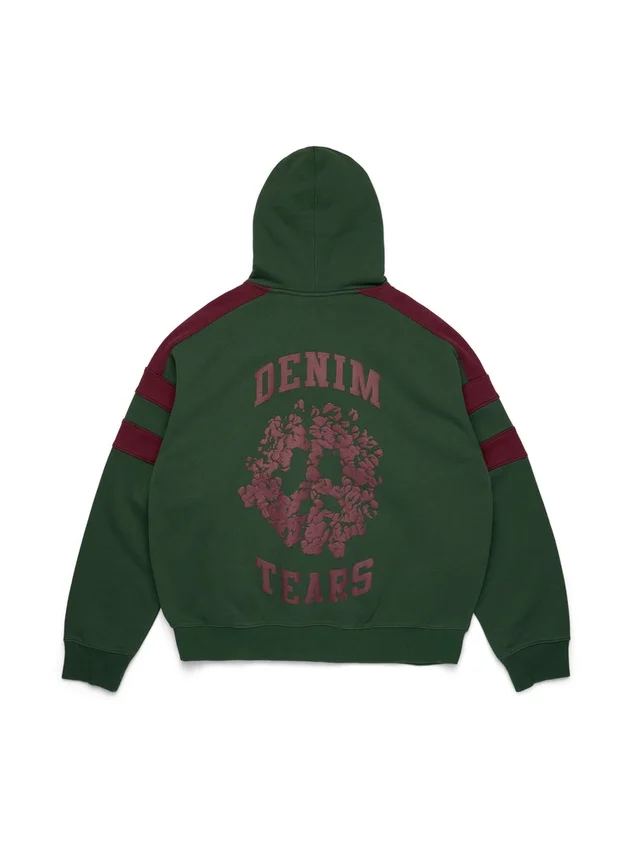 Felpa con cappuccio e zip a pannelli Denim U verde