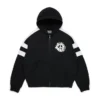 Felpa con cappuccio e zip a pannelli in Denim nero