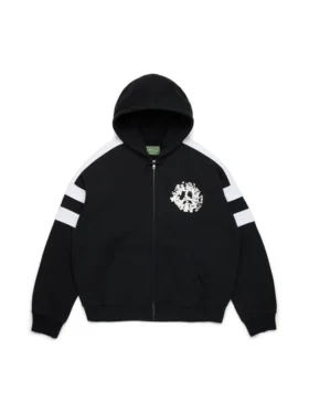 Felpa con cappuccio e zip a pannelli in Denim nero