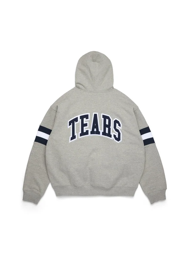 Felpa con cappuccio e zip a righe DT, grigia
