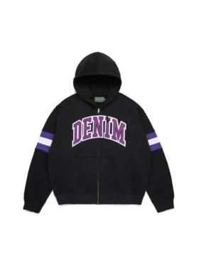 Felpa con cappuccio e zip a righe DT, nera