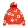 Felpa con cappuccio e zip “Cotton Wreath” arancione scuro