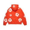Felpa con cappuccio e zip “Cotton Wreath” arancione scuro