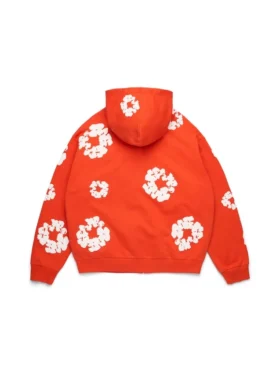 Felpa con cappuccio e zip “Cotton Wreath” arancione scuro