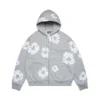 Felpa con cappuccio e zip "Cotton Wreath" Grigio