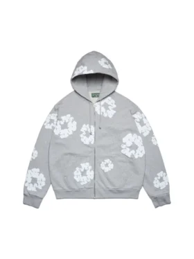 Felpa con cappuccio e zip "Cotton Wreath" Grigio